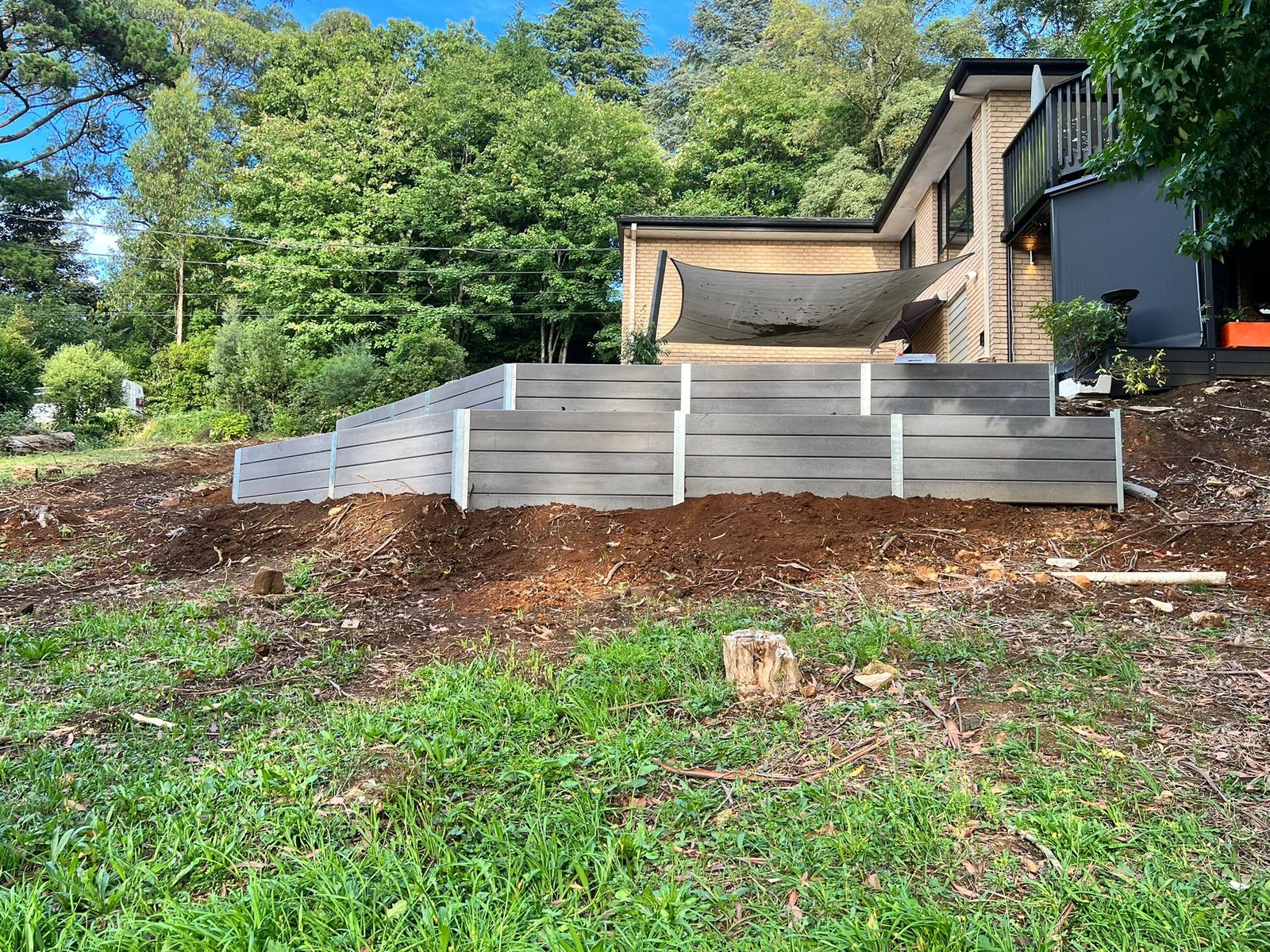 Trench foundation example for a retaining wall